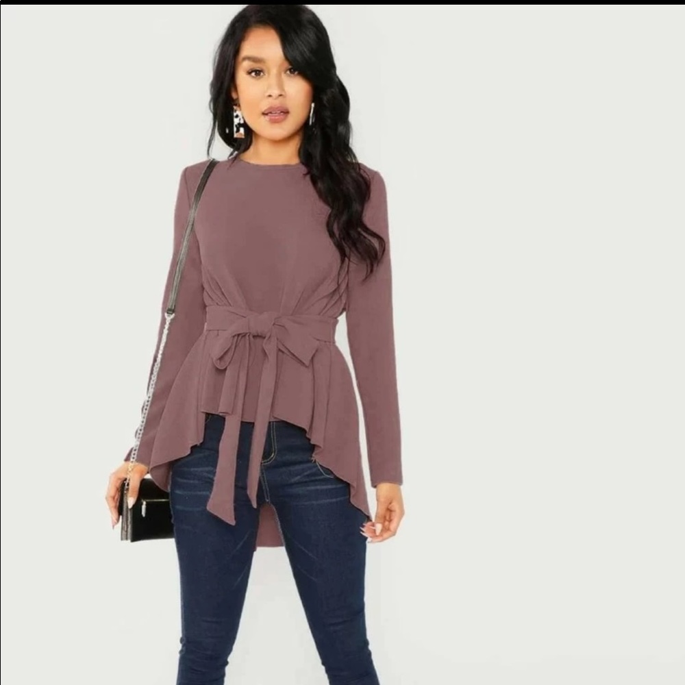 Self-tie High-Low Top